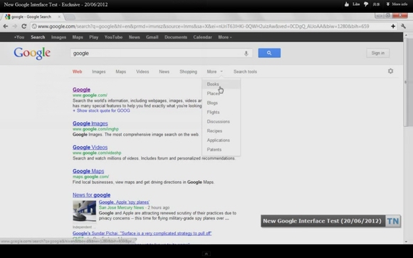 泄漏的谷歌搜索新界面（视频截图）