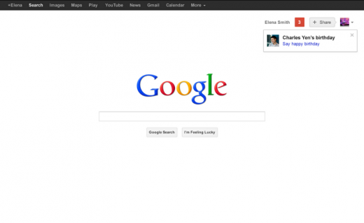 Google.com页面将显示Google+好友生日提醒