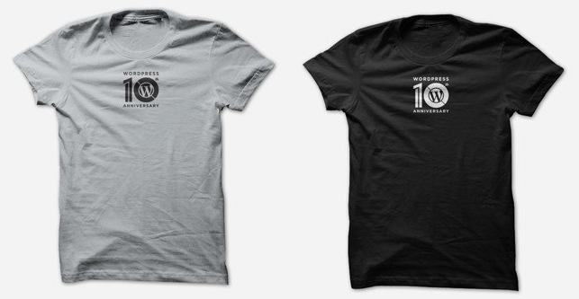 WordPress官方发布的10周年纪念T恤