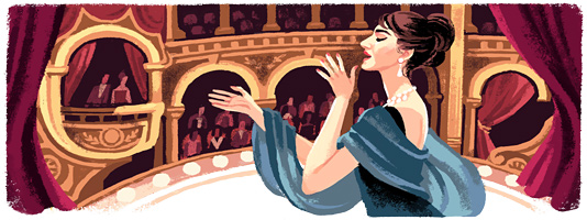 Google doodle：玛丽亚·卡拉丝90岁诞辰