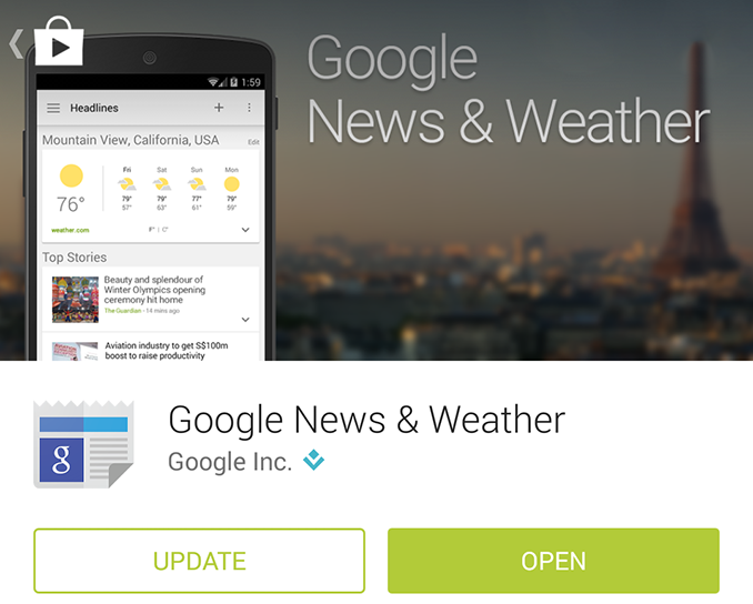 Google新闻和天气更新