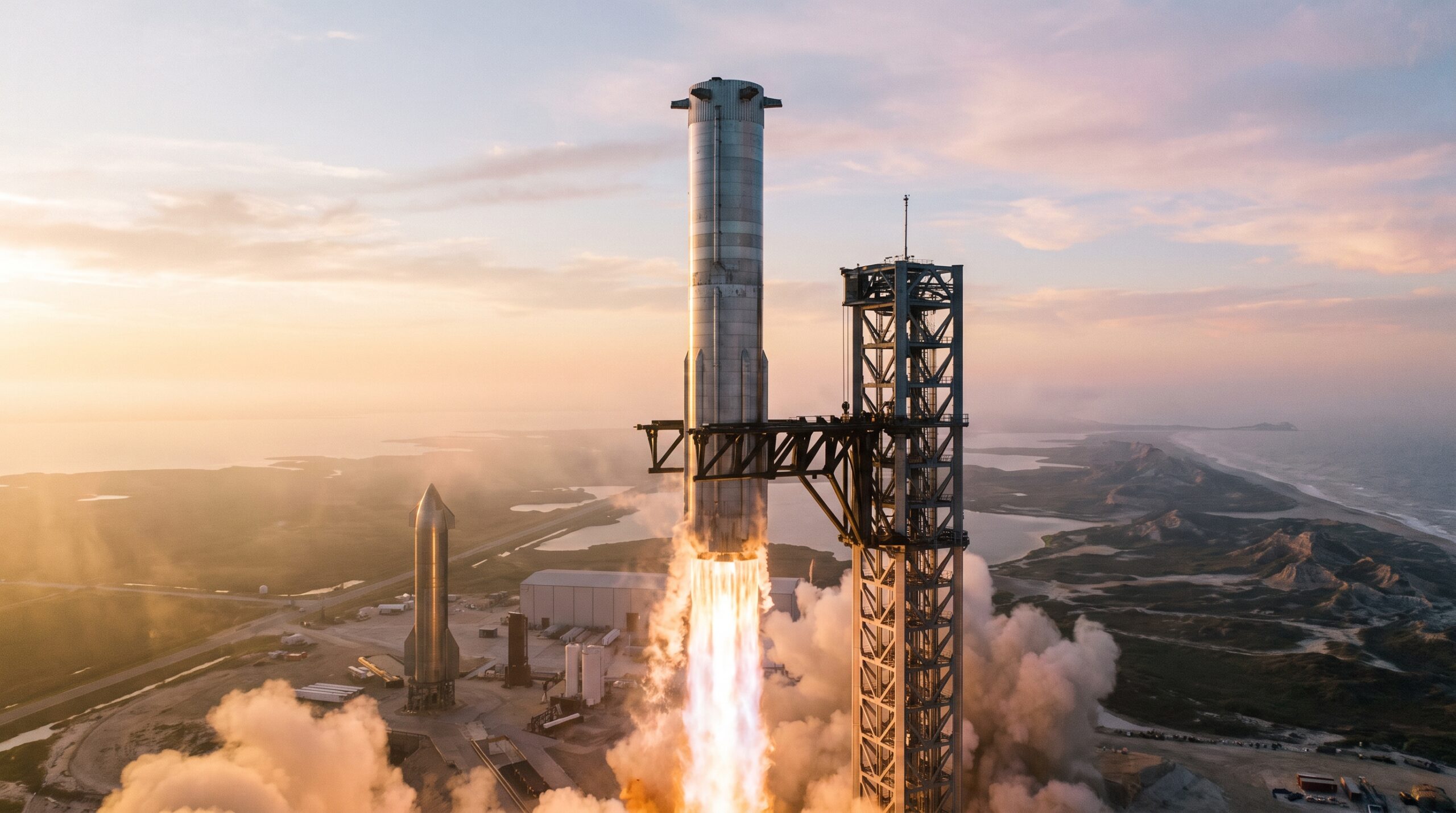 SpaceX Starship 助推器返回发射塔,塔架筷子臂准备捕获
